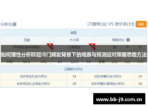 如何理性分析欧冠冷门频发背景下的观赛与预测应对策略思路方法 如何理性分析欧冠冷门频发背景下的观赛与预测应对策略思路方法